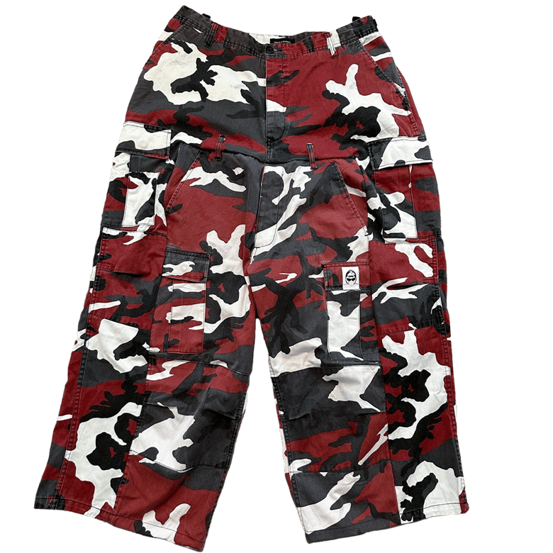 Image of THE FEAR GENERATION WIDE MILITARY CARGO DOUBLE PANT RED 