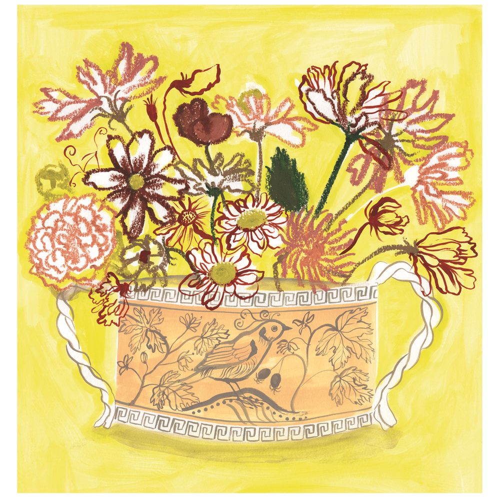 Image of Silver Lustre Birds Romantic Vase Print