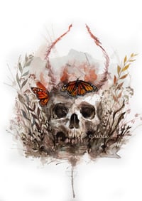 butterfly skull watercolor - 21cmx29,7cm ( 8.27in x 11.69in ) - no frame