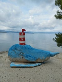 Image 3 of Whale + lighthouse = Whale Beacon Driftwood 18 cm