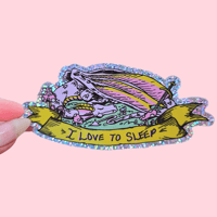 Sleeping Dragon Glitter Sticker By Basement Lagoon