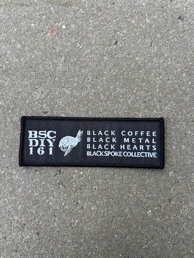 Image of 'Black Coffee|Black Metal|Black Hearts' woven patch