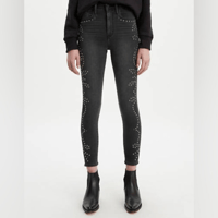 Image 1 of LEVI’S mile high super skinny dark gray studded jeans