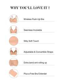 Image 3 of Full Coverage Push up Wireless Convertible Seamless Support Bra - Brown