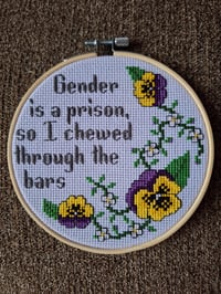 Image 1 of Gender is a prison Hoop