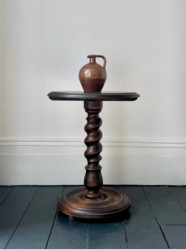 Image of Turned Wood Side Table with Barley Twist Stem