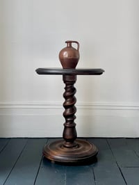 Image 1 of Turned Wood Side Table with Barley Twist Stem