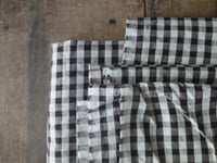 Image 1 of light plaid COTTON-LINEN fabric in dark brown and creme // 140 g, 140 cm wide