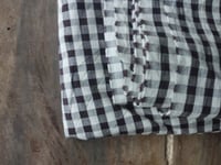 Image 2 of light plaid COTTON-LINEN fabric in dark brown and creme // 140 g, 140 cm wide