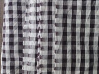 Image 4 of light plaid COTTON-LINEN fabric in dark brown and creme // 140 g, 140 cm wide