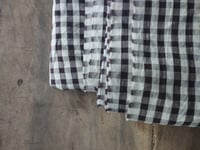 Image 3 of light plaid COTTON-LINEN fabric in dark brown and creme // 140 g, 140 cm wide