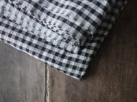 Image 5 of light plaid COTTON-LINEN fabric in dark brown and creme // 140 g, 140 cm wide