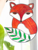 Stained Glass Botanical Fox