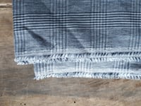 Image 1 of medium weight LINEN-SILK fabric, plaid in greyish blue // 210 g, 140 cm wide