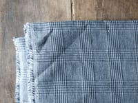 Image 2 of medium weight LINEN-SILK fabric, plaid in greyish blue // 210 g, 140 cm wide