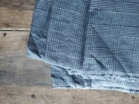 Image 4 of medium weight LINEN-SILK fabric, plaid in greyish blue // 210 g, 140 cm wide