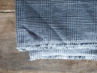 Image 3 of medium weight LINEN-SILK fabric, plaid in greyish blue // 210 g, 140 cm wide