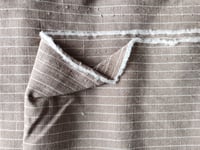 Image 1 of medium weight LINEN-SILK fabric, striped in caffee latte // 180 g, 140 cm wide