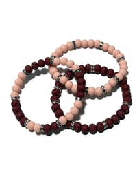 Image 3 of 3PC.  BURGUNDY & PEACH STRETCH TRIOS Stack silicone bead stretch bracelets by LAZY HOUND DESIGNS LLC