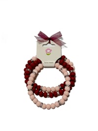 Image 4 of 3PC.  BURGUNDY & PEACH STRETCH TRIOS Stack silicone bead stretch bracelets by LAZY HOUND DESIGNS LLC