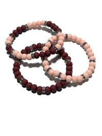 Image 7 of 3PC.  BURGUNDY & PEACH STRETCH TRIOS Stack silicone bead stretch bracelets by LAZY HOUND DESIGNS LLC