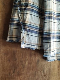 Image 3 of medium weight LINEN fabric, plaid in dark and light blue, creme, beige // 180 g, 140 cm wide
