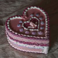 Image 1 of Vintage Fake Cake Storage Box 8 inch with 4 inch depth - Valentines Day Collection