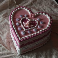 Image 4 of Vintage Fake Cake Storage Box 8 inch with 4 inch depth - Valentines Day Collection