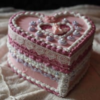 Image 5 of Vintage Fake Cake Storage Box 8 inch with 4 inch depth - Valentines Day Collection