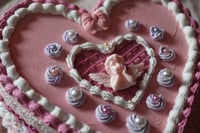 Image 3 of Vintage Fake Cake Storage Box 8 inch with 4 inch depth - Valentines Day Collection