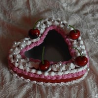 Image 3 of Cherry Fake Cake Peek-a-boo Window Tin 6.5 inch with 1.5 inch depth - Valentines Day Collection