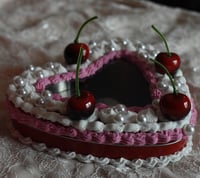 Image 4 of Cherry Fake Cake Peek-a-boo Window Tin 6.5 inch with 1.5 inch depth - Valentines Day Collection