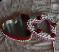 Image 5 of Cherry Fake Cake Peek-a-boo Window Tin 6.5 inch with 1.5 inch depth - Valentines Day Collection