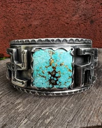 Image 1 of WL&A Handmade Ingot Whirling Log Blue Patagonia Cuff - Wrist Size 7.5 to 8in - Weight 180 Grams