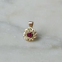 Image 1 of Gold Wreath Charm, Ruby