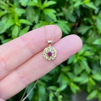 Image 4 of Gold Wreath Charm, Ruby