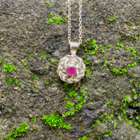 Image 2 of Gold Wreath Charm, Ruby