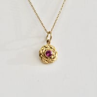Image 1 of Gold Wreath Charm, Pink Sapphire