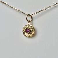 Image 3 of Gold Wreath Charm, Pink Sapphire