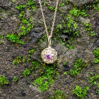 Image 4 of Gold Wreath Charm, Pink Sapphire