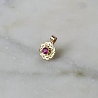 Image 2 of Gold Wreath Charm, Rhodolite Garnet