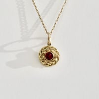 Image 2 of Gold Wreath Charm, Red Anthill Garnet