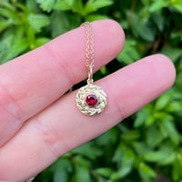 Image 3 of Gold Wreath Charm, Red Anthill Garnet
