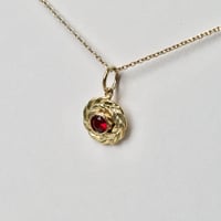 Image 4 of Gold Wreath Charm, Red Anthill Garnet