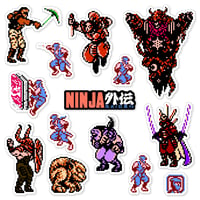 Image 1 of Ninja Gaiden NES Sticker Set (14 Pieces)