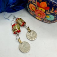 Image 4 of A Bit Boho Ceramic Bead & Coin Drop Earrings (BB0011)