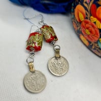 Image 2 of A Bit Boho Ceramic Bead & Coin Drop Earrings (BB0011)