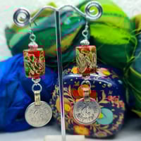 Image 3 of A Bit Boho Ceramic Bead & Coin Drop Earrings (BB0011)
