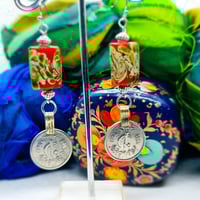 Image 6 of A Bit Boho Ceramic Bead & Coin Drop Earrings (BB0011)