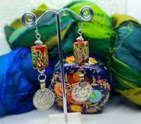Image 5 of A Bit Boho Ceramic Bead & Coin Drop Earrings (BB0011)